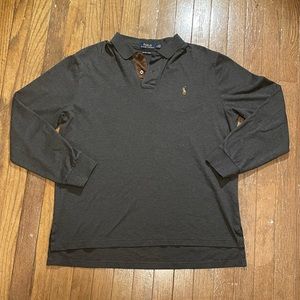 Polo by Ralph Lauren Men’s LS Pima Cotton Golf Shirt Charcoal Large